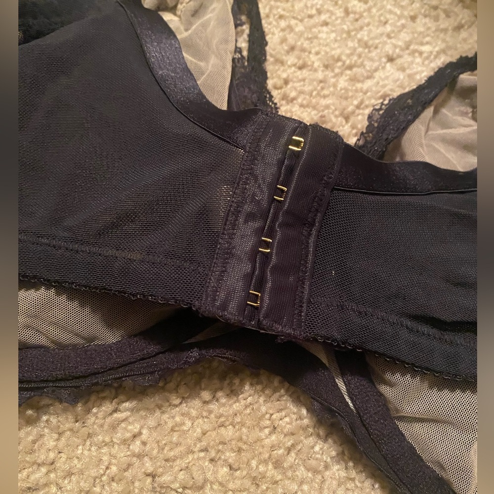 Cacique Black Lace Unlined Balconette Bra 44H - Picture 6 of 7